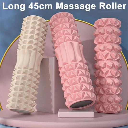45cm High Density Foam Roller Yoga Column Deep Massage Fitness Equipment Sport EVA Block Muscle Relaxation Pilates Gym Exercises