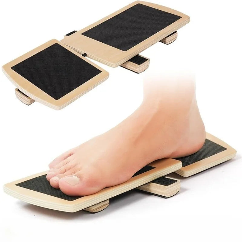 Wooden Single Leg Balance Board Ankle Foot Strengthener Non-slip Adjustable Balance Bars for Sprained Ankle Rehabilitation