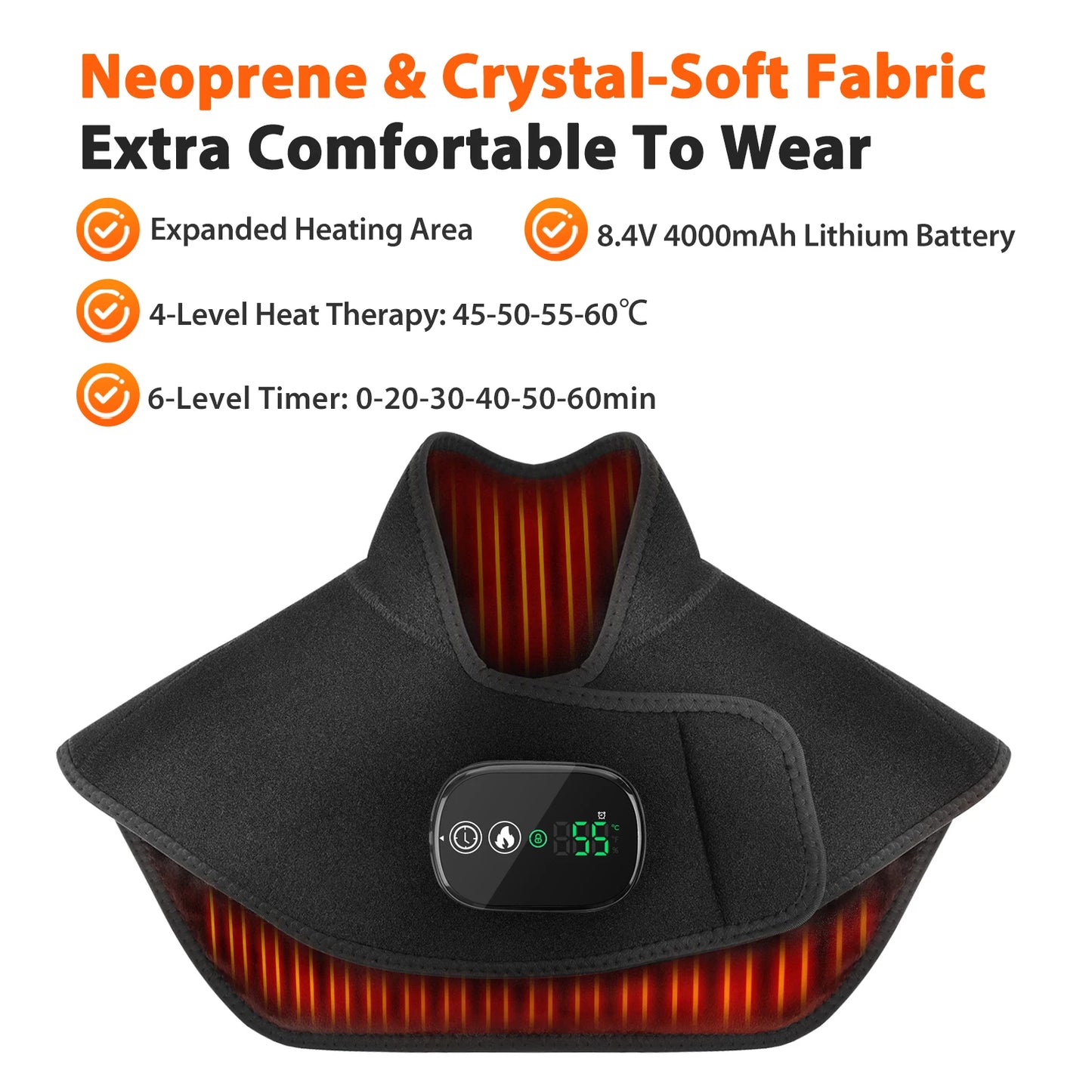 Electric Heating Shoulder Neck Pad Type-C Cervical Brace Wrap 4 Levels Hot Compress Back Shawl Neck Shoulder Heated Pad