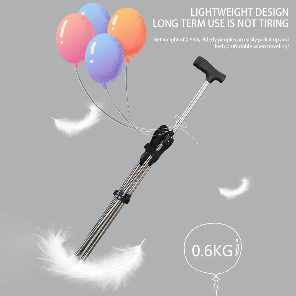 Outdoor Foldable Walking Stick Stool Lightweight with Seats Heavy Duty Steel Walking Stick for Elderly Disabled Hiking Poles