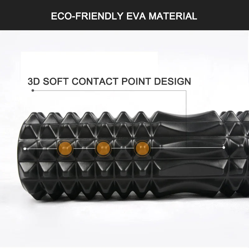 45cm High Density Foam Roller Yoga Column Deep Massage Fitness Equipment Sport EVA Block Muscle Relaxation Pilates Gym Exercises