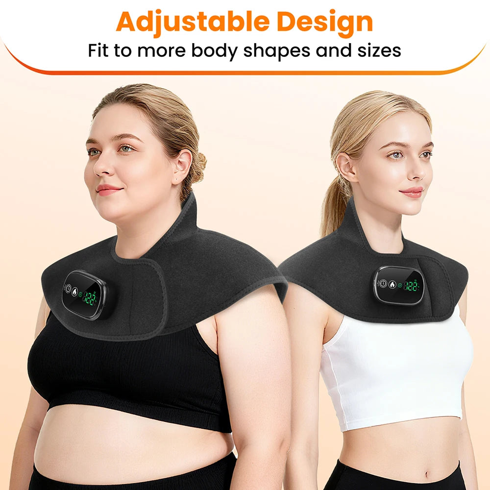 Electric Heating Shoulder Neck Pad Type-C Cervical Brace Wrap 4 Levels Hot Compress Back Shawl Neck Shoulder Heated Pad