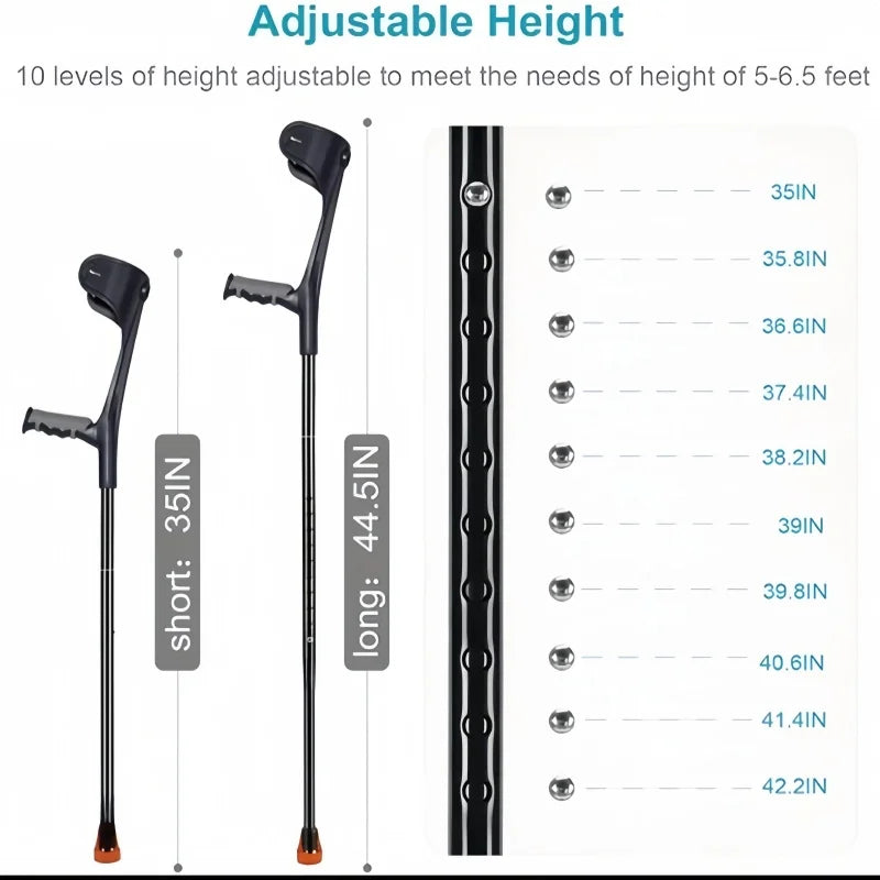 Lightweight Adjustable Forearm Crutches for Adults Foldable Elbow Crutch with Aluminum Cane With Cuff Suitable For Walking