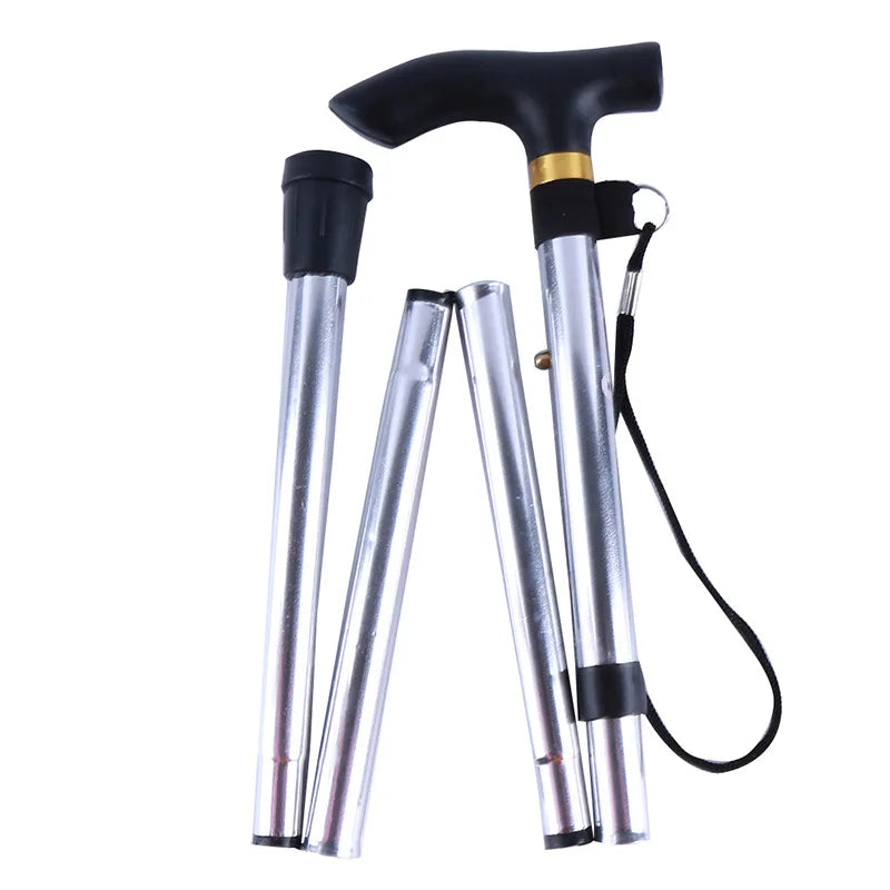 Multifunction Walking Stick Trekking Poles Telescopic Fold Crutches Hiking Stick Crutch Elderly Metal Stick Walking Cane Outdoor