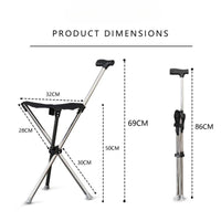 Outdoor Foldable Walking Stick Stool Lightweight with Seats Heavy Duty Steel Walking Stick for Elderly Disabled Hiking Poles