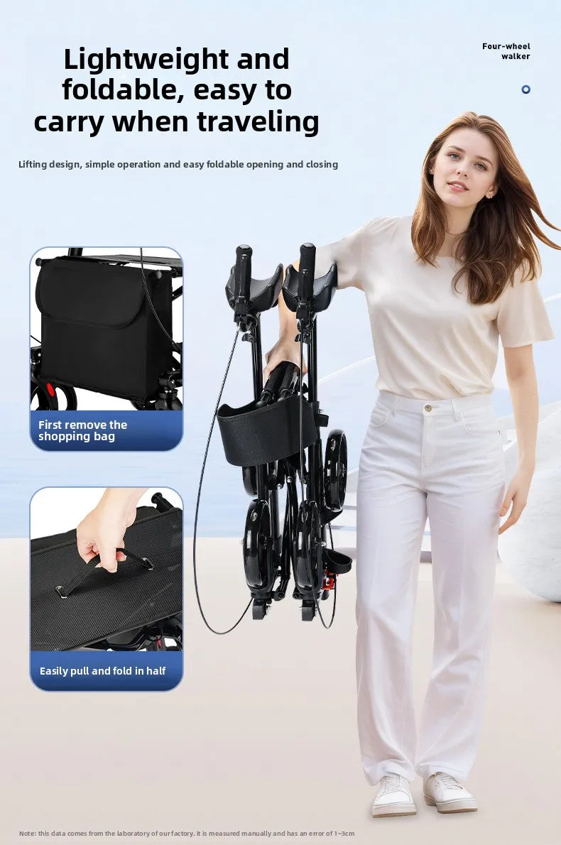 Walking Aid For The Elderly Rehabilitation Walker Anti-Fall Adjustable Folding Walking Rollator Carts With Arm Support Walker