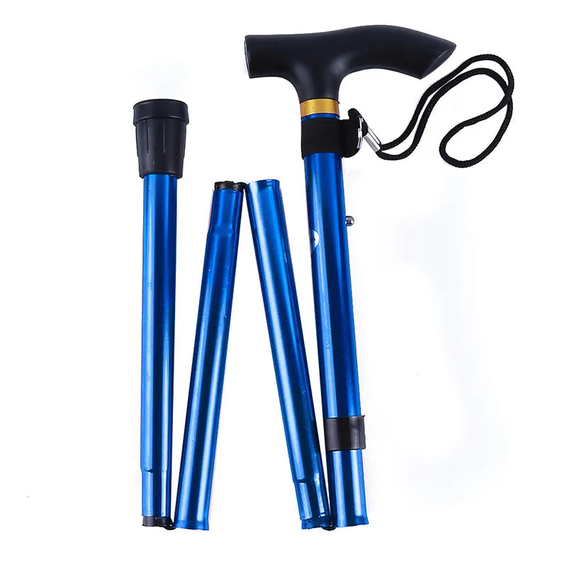 Multifunction Walking Stick Trekking Poles Telescopic Fold Crutches Hiking Stick Crutch Elderly Metal Stick Walking Cane Outdoor