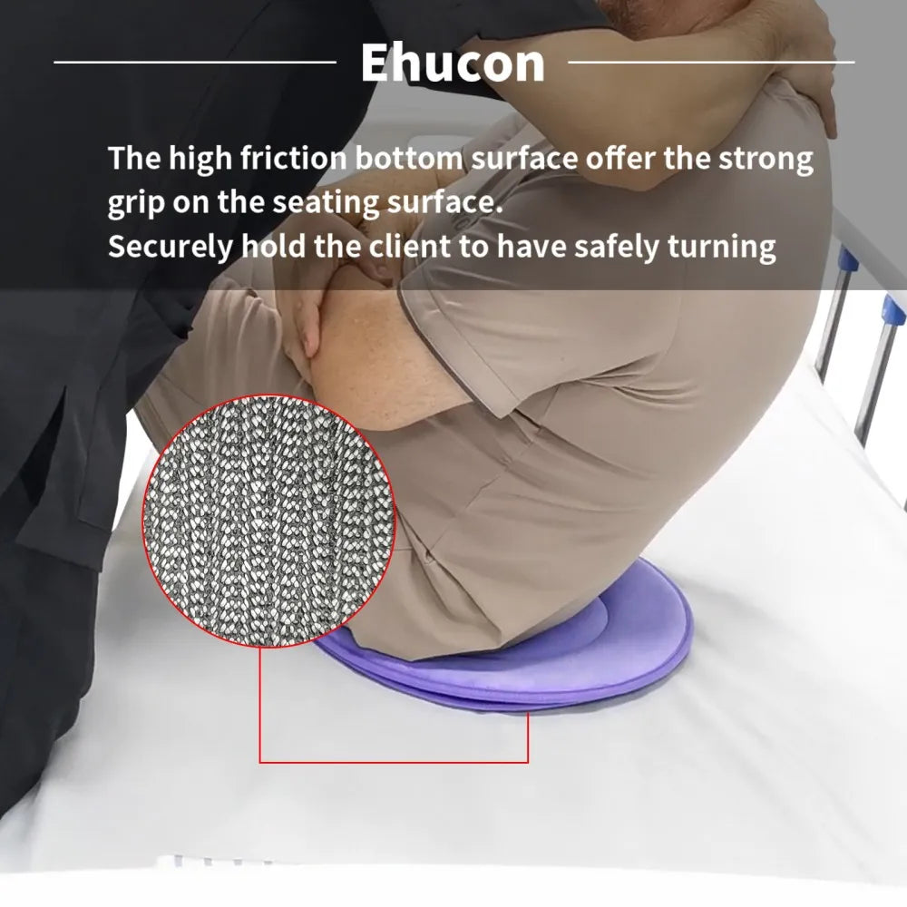 Ehucon 360° Swivel Seat Cushion for Elderly，Rotating Cushion for Wheelchair/Bed/Car, Pressure Relief Transfer Assist Pad