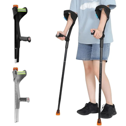 Lightweight Adjustable Forearm Crutches for Adults Foldable Elbow Crutch with Aluminum Cane With Cuff Suitable For Walking