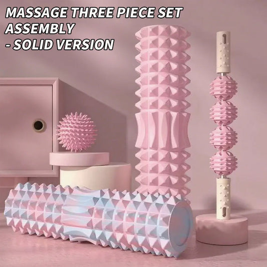 [Three Piece Massage Set] Massage Prick Ball, Massage Roller, Foam Massage Roller Shaft - A Necessary Household Massage Artifact