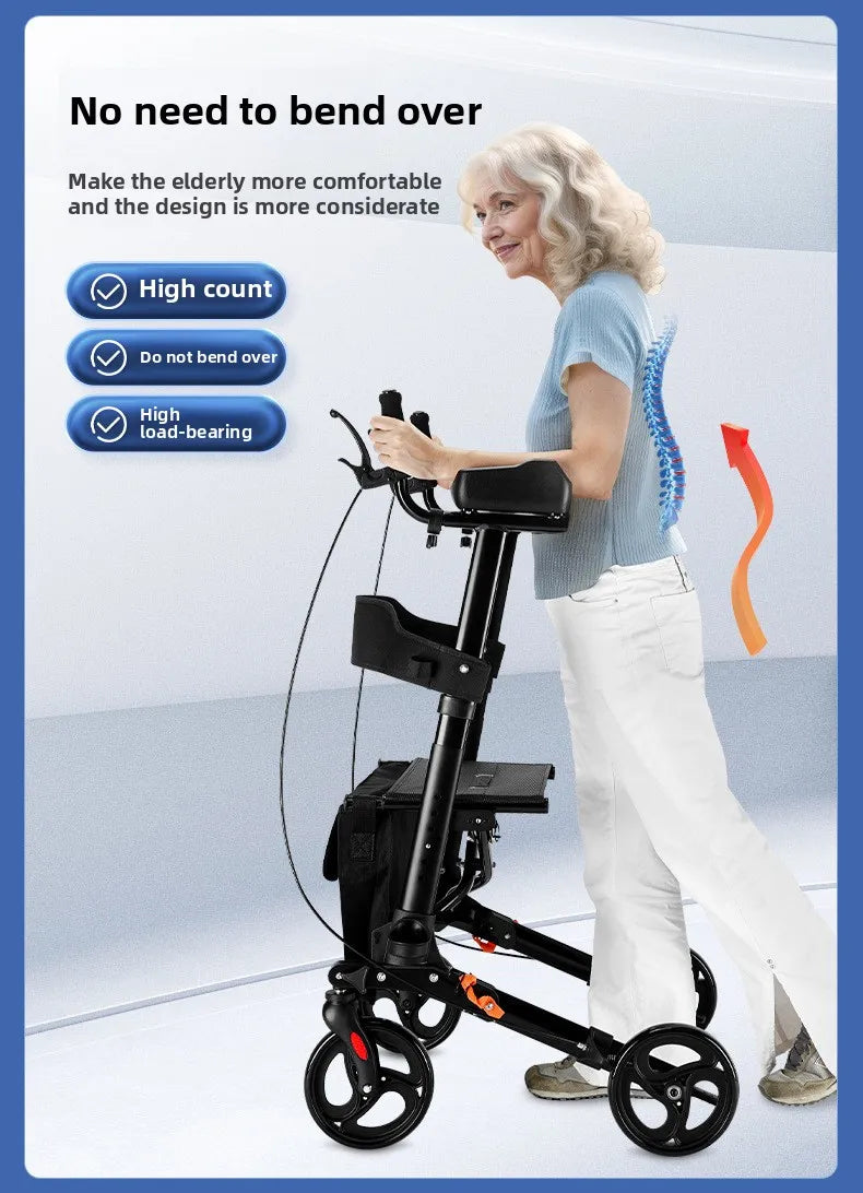 Walking Aid For The Elderly Rehabilitation Walker Anti-Fall Adjustable Folding Walking Rollator Carts With Arm Support Walker