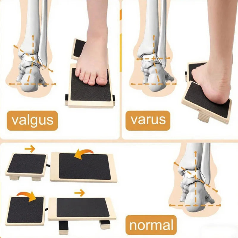Wooden Single Leg Balance Board Ankle Foot Strengthener Non-slip Adjustable Balance Bars for Sprained Ankle Rehabilitation