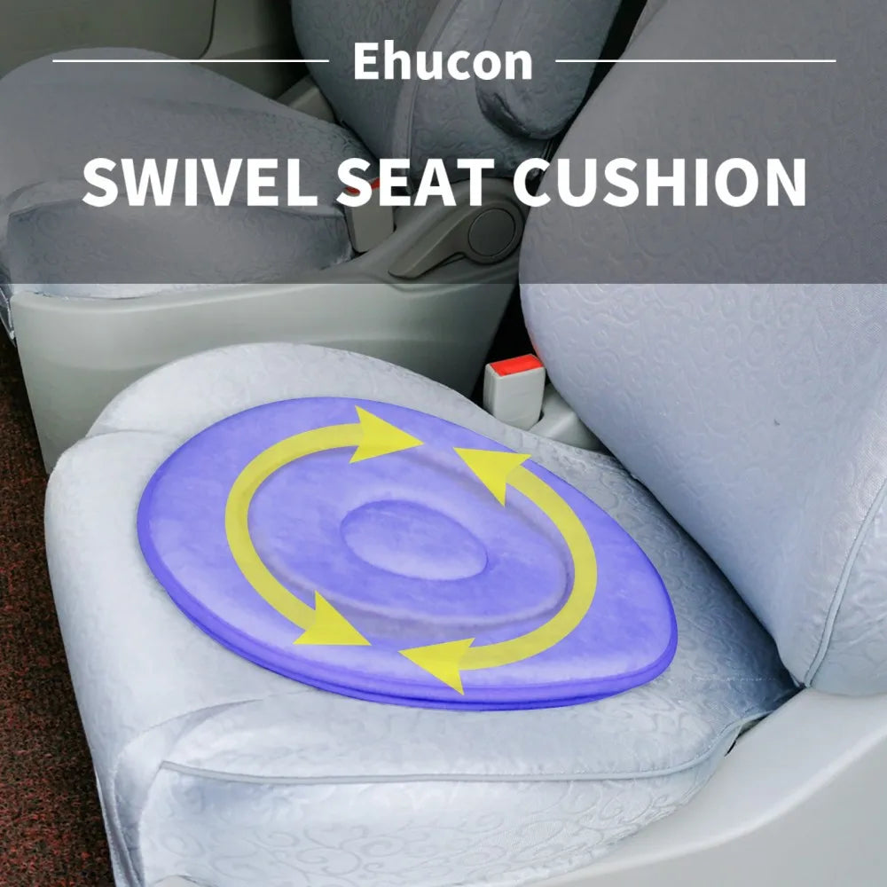 Ehucon 360° Swivel Seat Cushion for Elderly，Rotating Cushion for Wheelchair/Bed/Car, Pressure Relief Transfer Assist Pad