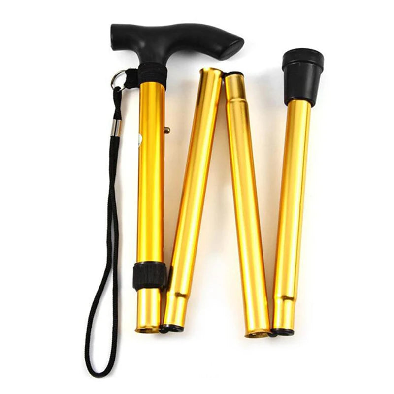 Multifunction Walking Stick Trekking Poles Telescopic Fold Crutches Hiking Stick Crutch Elderly Metal Stick Walking Cane Outdoor
