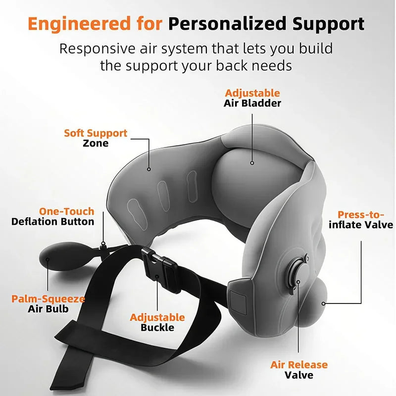 Inflatable Back Support Pillow for Travel Foldable Travel Back Pillow for Airplane, Office, Car,lightweight
