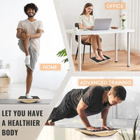 Wooden Balance Board for Leg Workout, Anti-Slip Rocker Board, Wobble Board for Standing Desk Home Gym Office Fitness Equipment