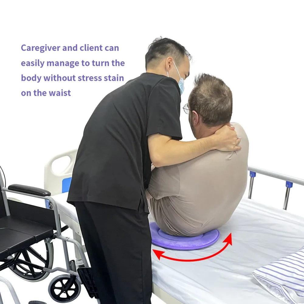 Ehucon 360° Swivel Seat Cushion for Elderly，Rotating Cushion for Wheelchair/Bed/Car, Pressure Relief Transfer Assist Pad