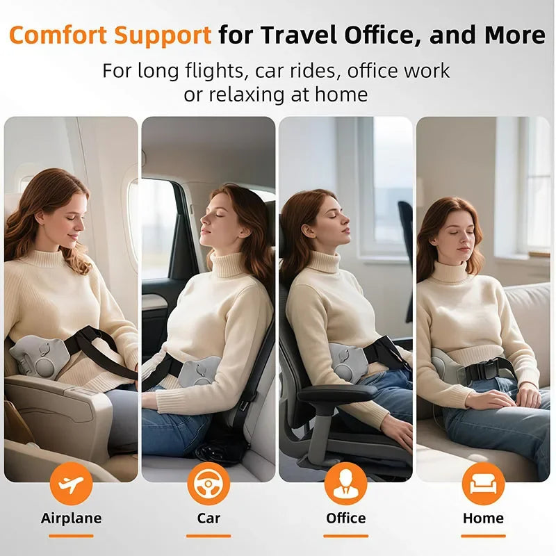 Inflatable Back Support Pillow for Travel Foldable Travel Back Pillow for Airplane, Office, Car,lightweight