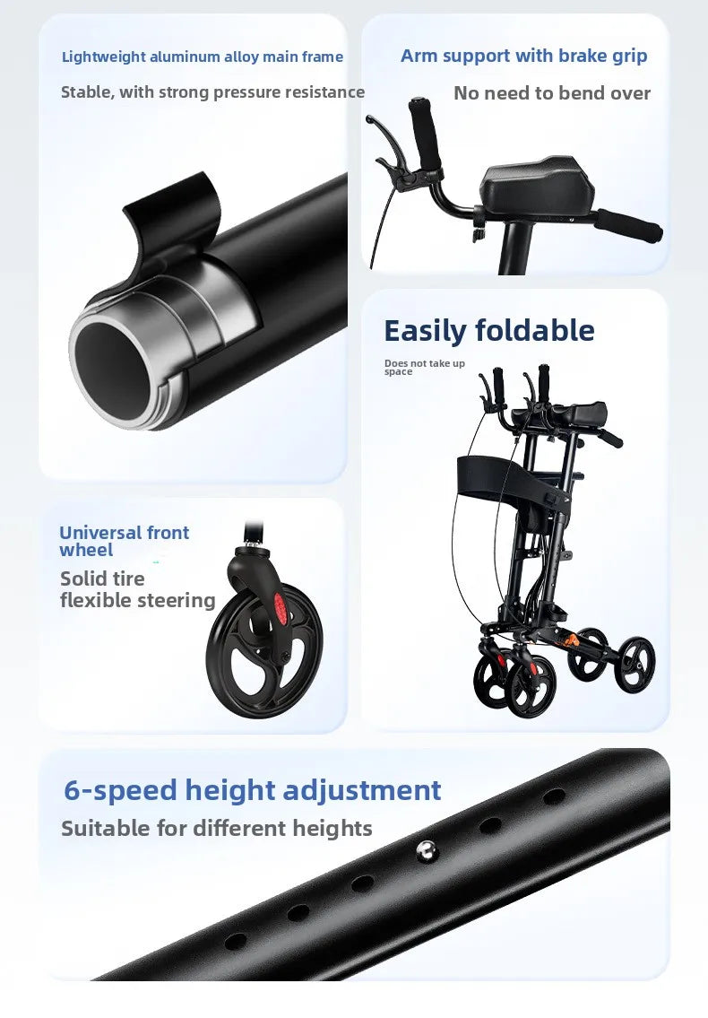 Walking Aid For The Elderly Rehabilitation Walker Anti-Fall Adjustable Folding Walking Rollator Carts With Arm Support Walker