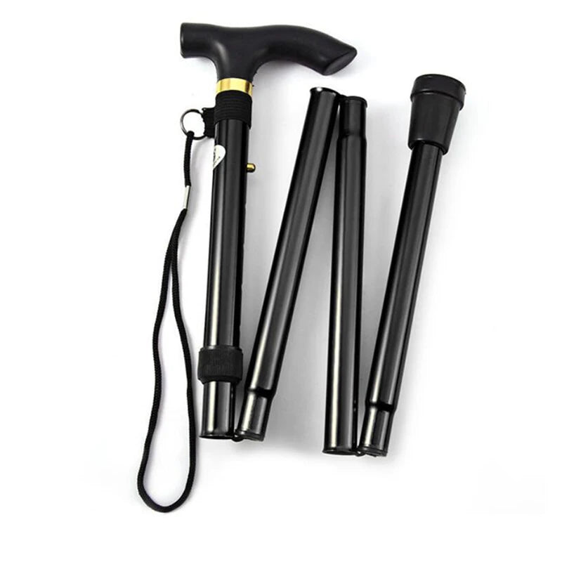 Multifunction Walking Stick Trekking Poles Telescopic Fold Crutches Hiking Stick Crutch Elderly Metal Stick Walking Cane Outdoor