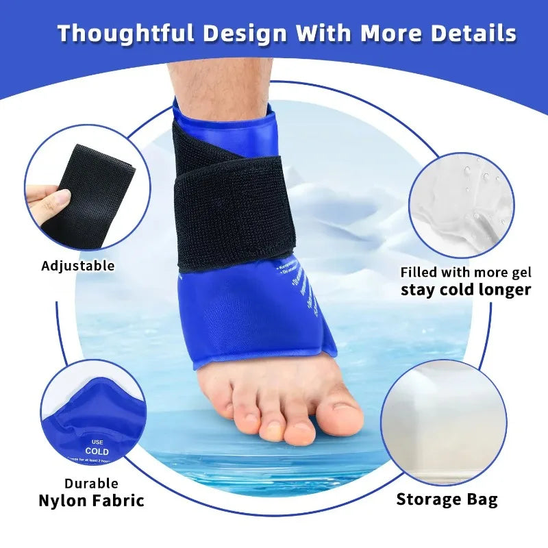 Therapy Reusable Gel Cold Pack Ankle Brace Ice Pack Wrap For Injuires Hot Cold Ankle Support For Pain Relief Sprains