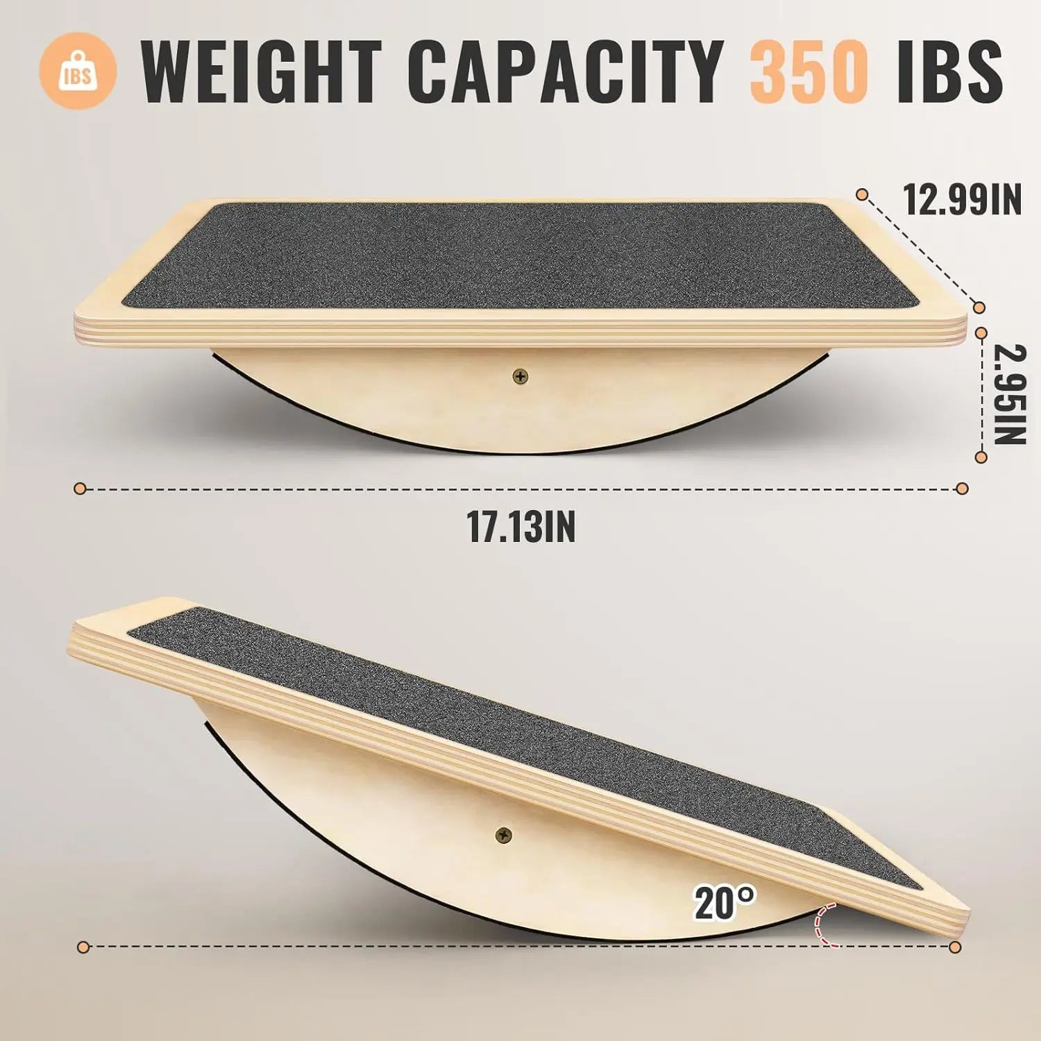 Wooden Balance Board for Leg Workout, Anti-Slip Rocker Board, Wobble Board for Standing Desk Home Gym Office Fitness Equipment