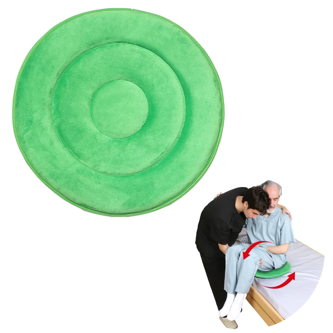 Ehucon 360° Swivel Seat Cushion for Elderly，Rotating Cushion for Wheelchair/Bed/Car, Pressure Relief Transfer Assist Pad