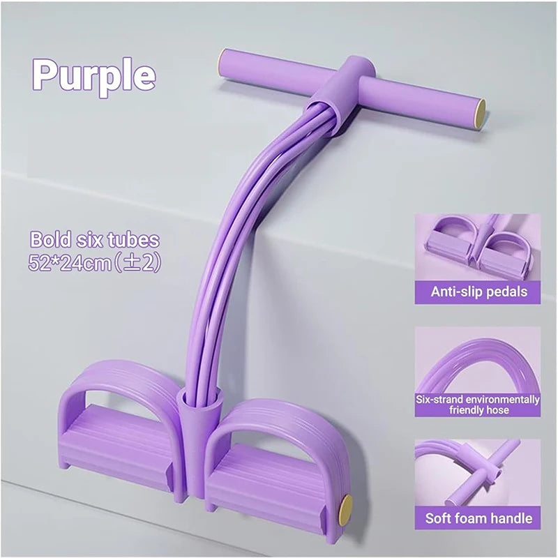 6 Tube Resistance Band Multi Function Tension Rope Fitness Bands 6 Tube Elastic Yoga Pedal Puller For Sports Exercises At Gym