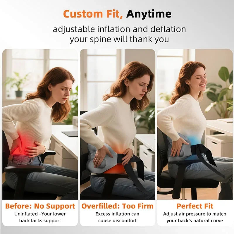 Inflatable Back Support Pillow for Travel Foldable Travel Back Pillow for Airplane, Office, Car,lightweight