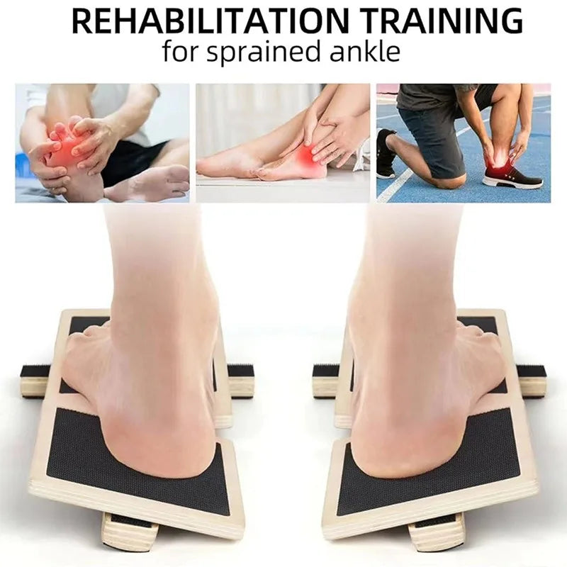 Wooden Single Leg Balance Board Ankle Foot Strengthener Non-slip Adjustable Balance Bars for Sprained Ankle Rehabilitation