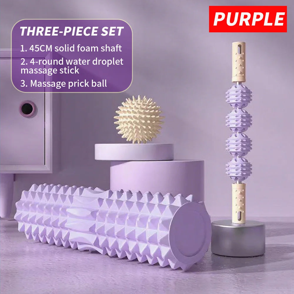 [Three Piece Massage Set] Massage Prick Ball, Massage Roller, Foam Massage Roller Shaft - A Necessary Household Massage Artifact