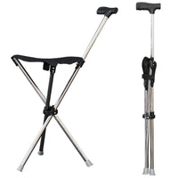 Outdoor Foldable Walking Stick Stool Lightweight with Seats Heavy Duty Steel Walking Stick for Elderly Disabled Hiking Poles